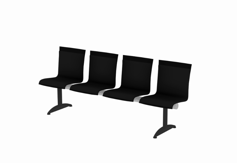 Airport, Waiting, Audiorium Sling Chairs--4 Attached, Fixed Seats in 3d