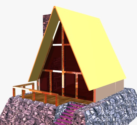 A-Frame Cabin or Hut, Exercise in 3d
