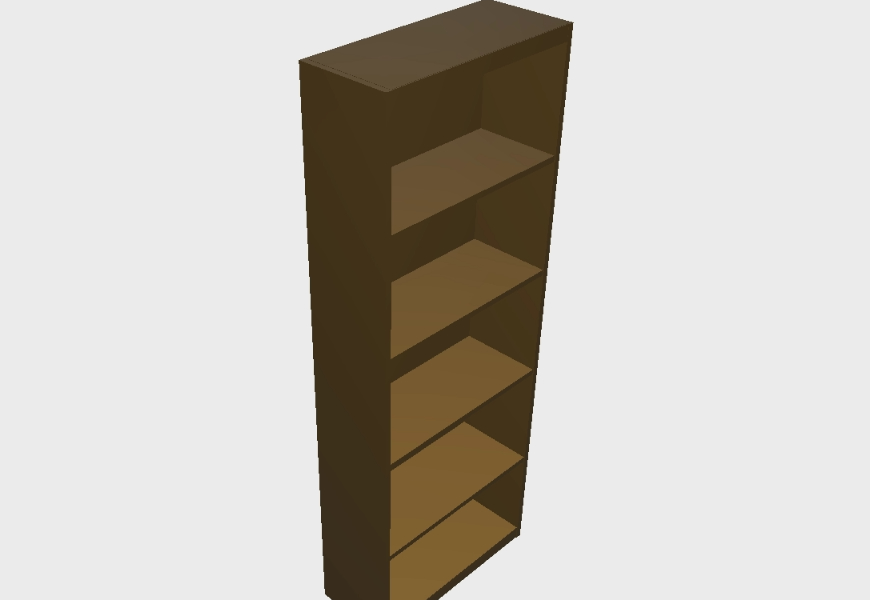 Wooden Bookcase in 3d