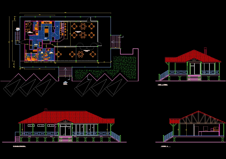 Restaurant in AutoCAD | CAD download (585.33 KB) | Bibliocad