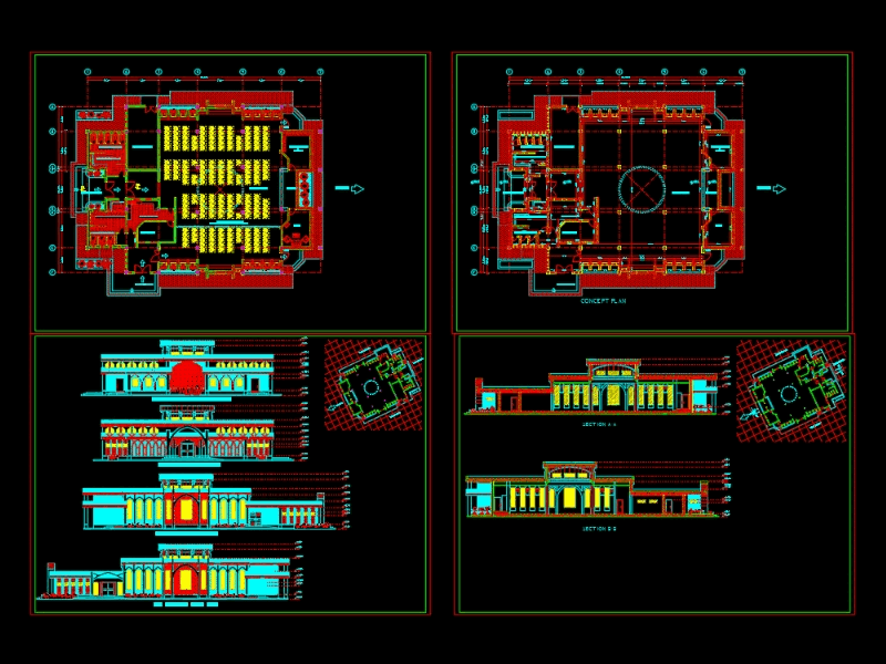 Mosque floor plans; elevation and section (1.98 MB ... sample of electrical plan 