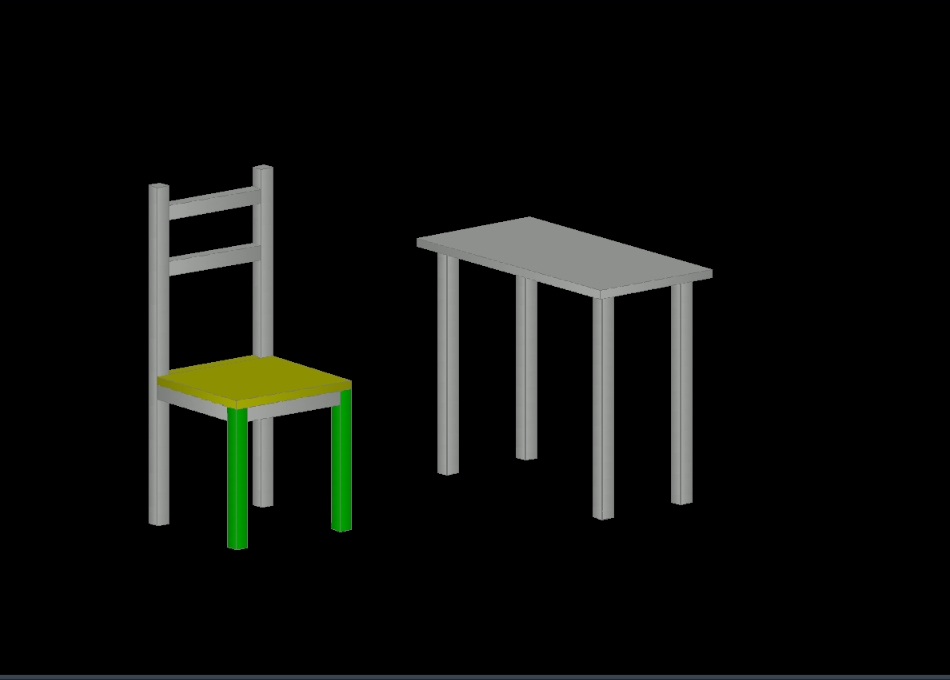 3d table and chair