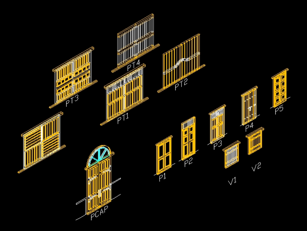 Puertas y ventanas en 3D.