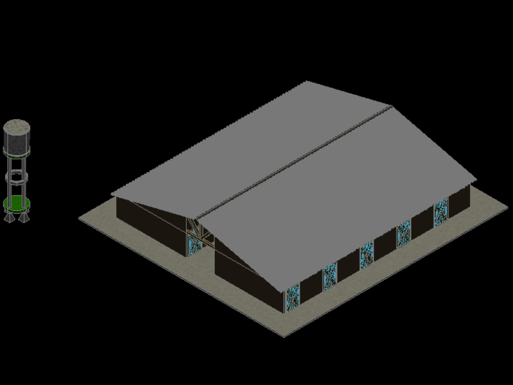 Horse stable in 3d.