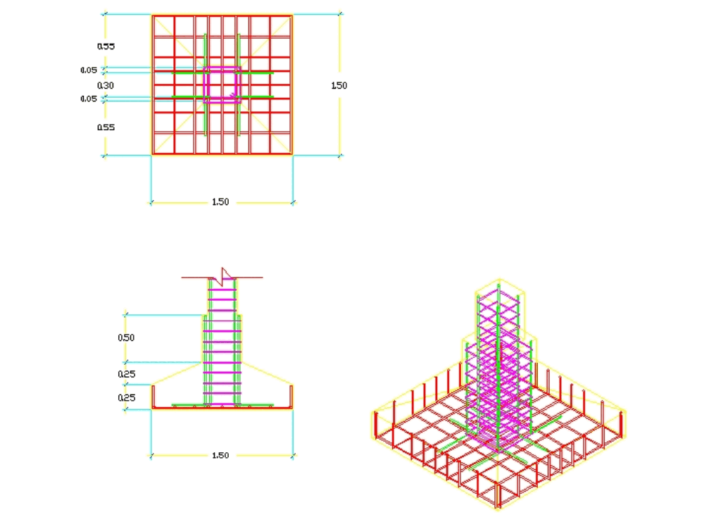 Cimentacion En Autocad Descargar Cad Gratis Kb Bibliocad