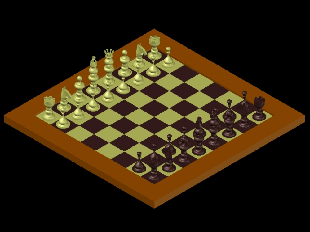Tabuleiro de xadrez 3d. em AutoCAD