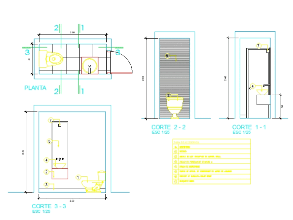 Baño de visita en AutoCAD | Descargar CAD (41.15 KB) | Bibliocad