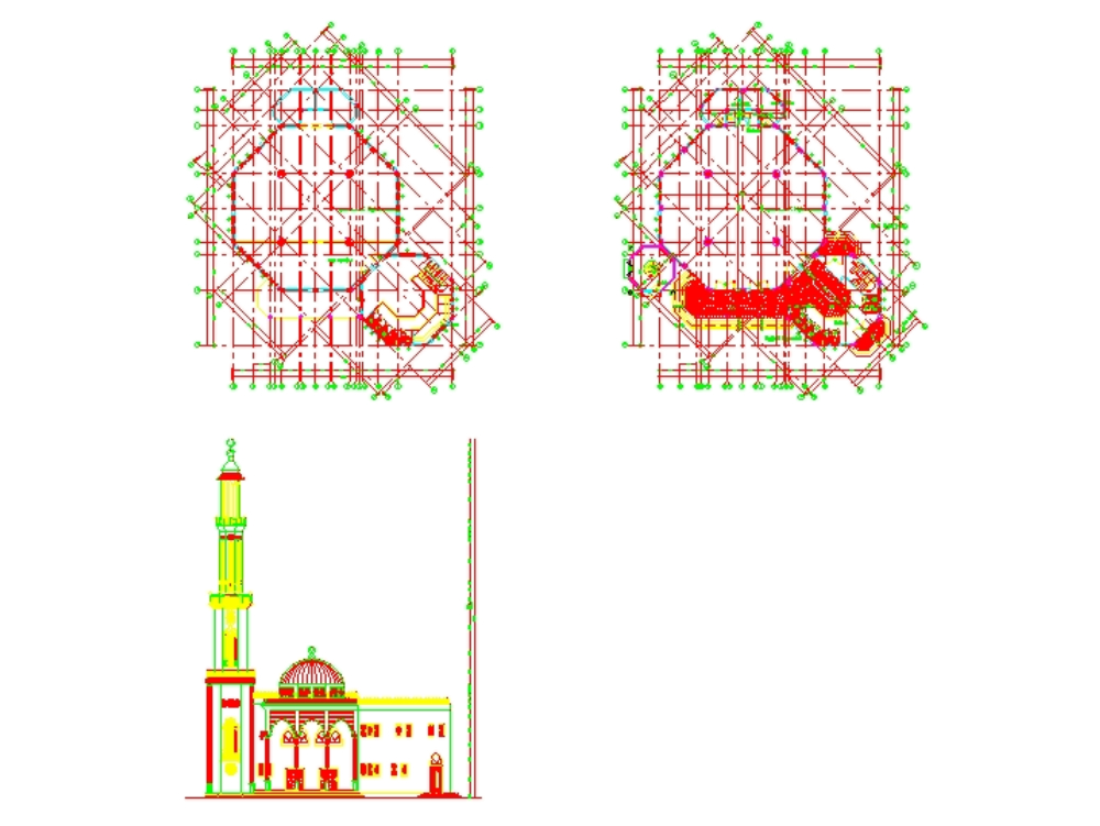 2-stöckige Moschee.