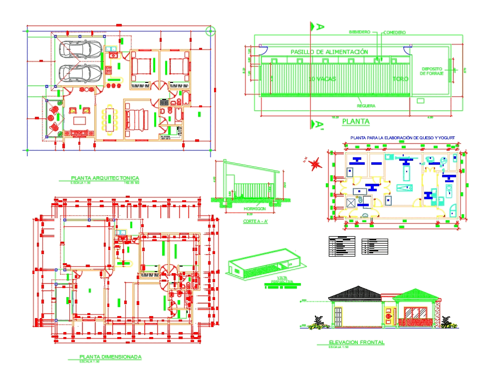 Establo para 10 vacas en AutoCAD Descargar CAD (1.18 MB) Bibliocad