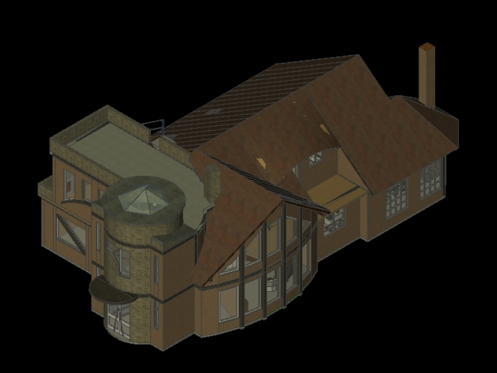 Rustikales Einfamilienhaus in 3D.