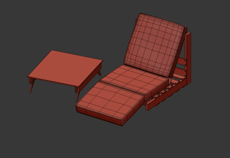 Seat / terrace / balcony seat for 3d