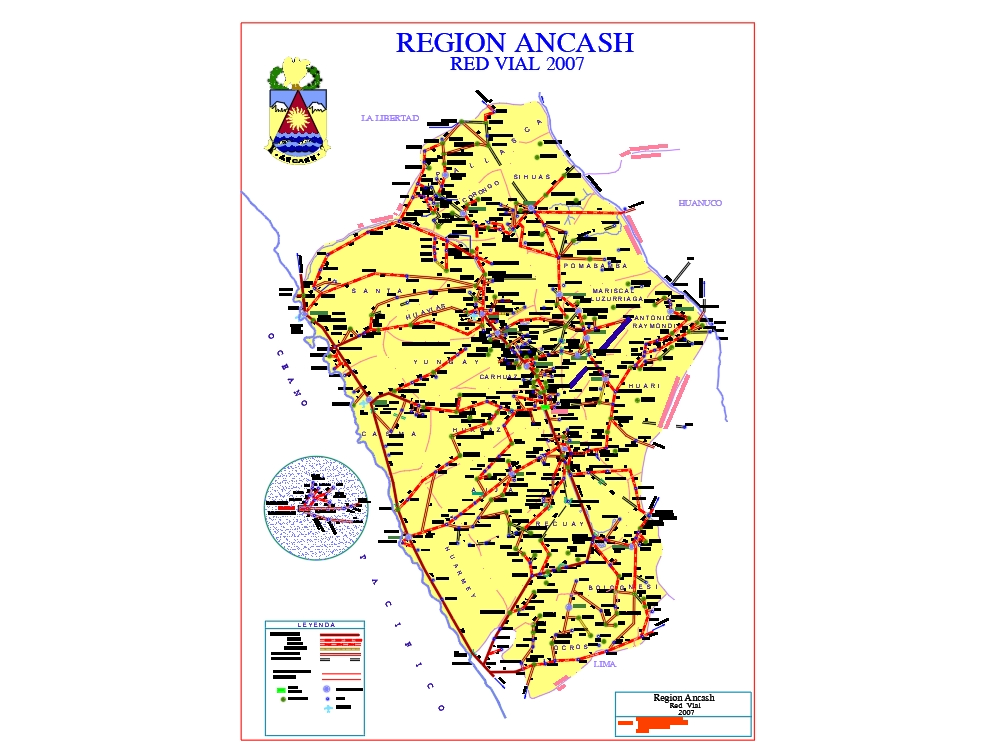 Ancash-Straßenkarte – Peru