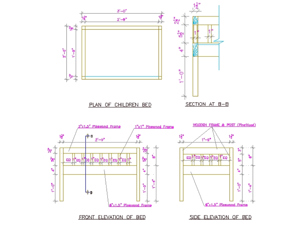 Bed Details In AutoCAD CAD Download 128 93 KB Bibliocad