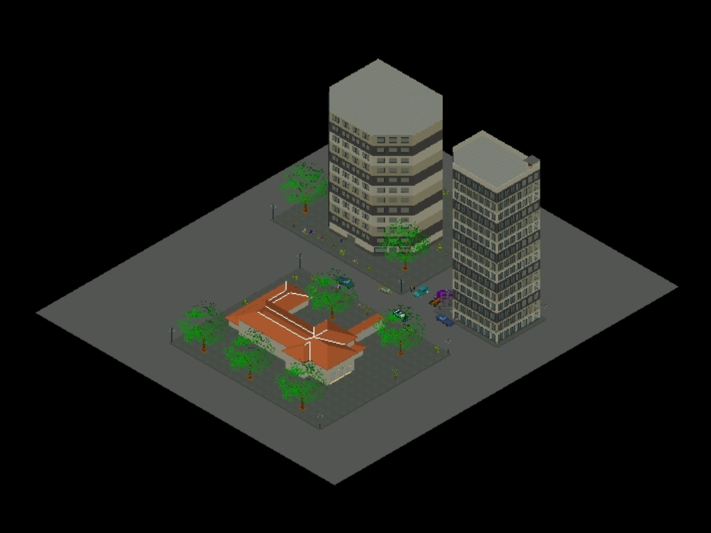 Buildings in 3d.