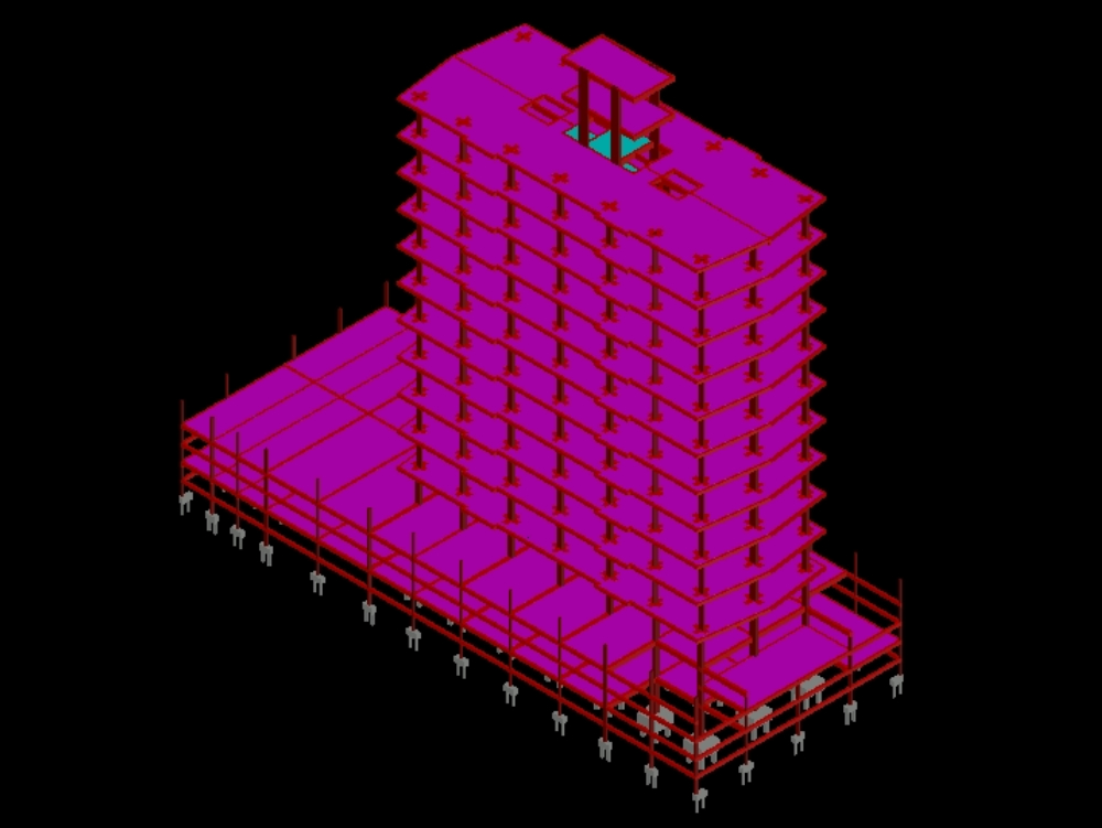 Structure du bâtiment en 3D.