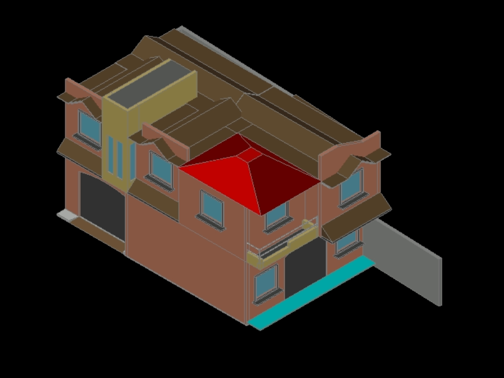 Colonial house in 3d.