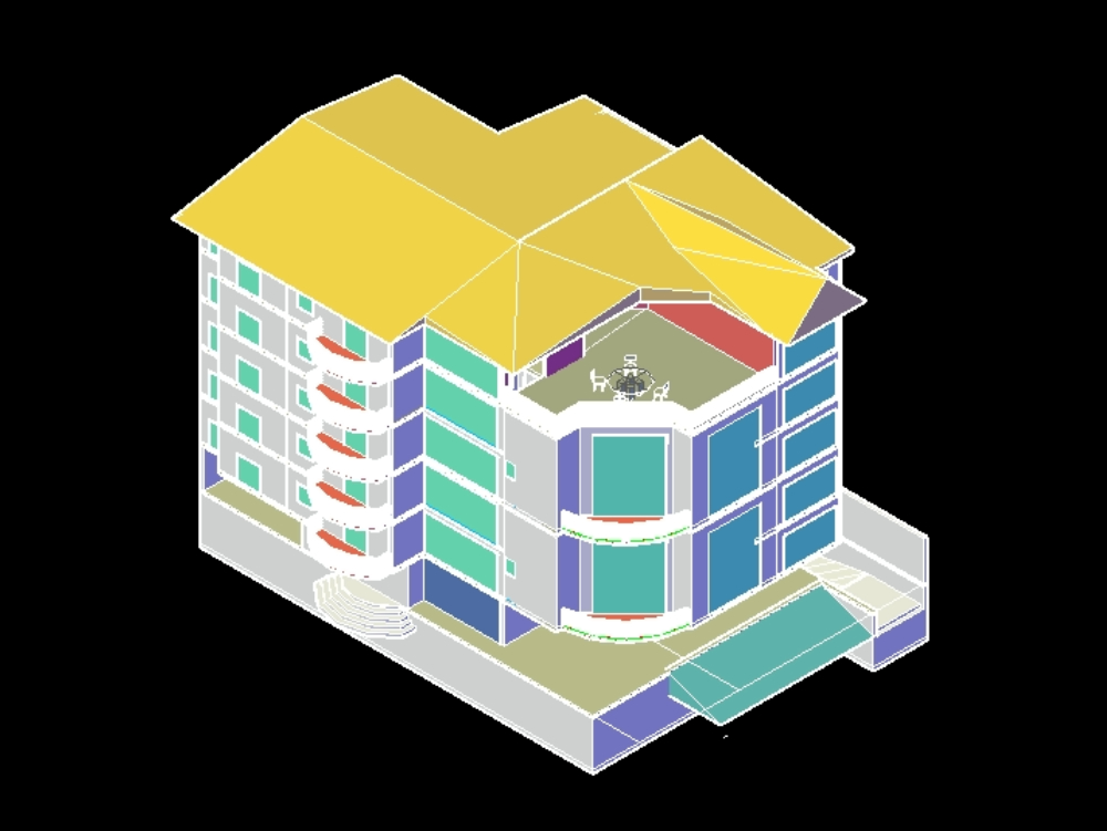 Edificio multifamiliar en 3D.