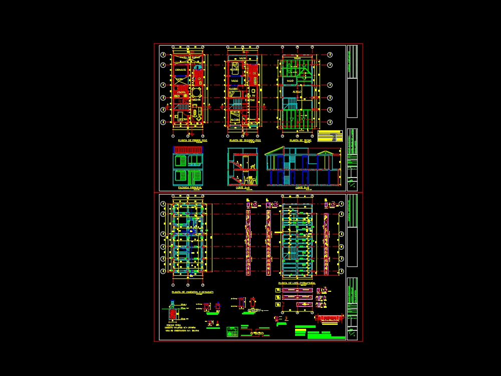 Vivienda de dos pisos en AutoCAD | Descargar CAD (339.08 KB) | Bibliocad