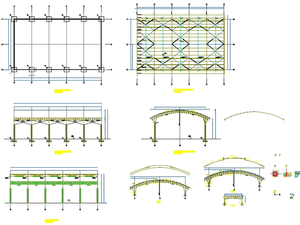 Covered patio structure project in AutoCAD CAD (281.96 