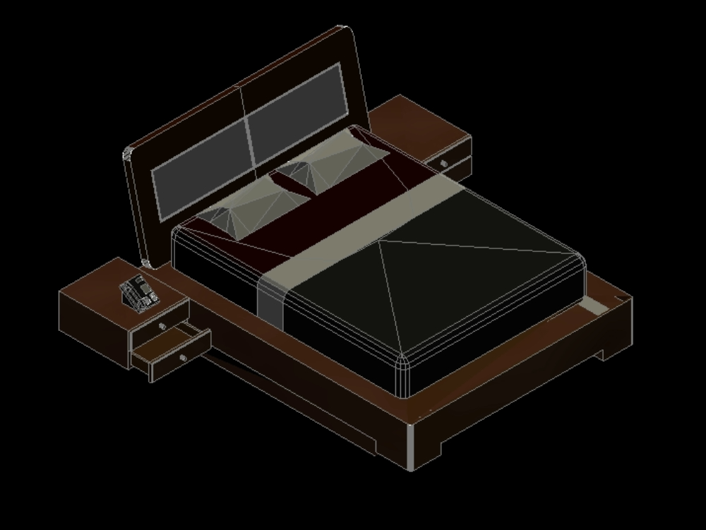 Double bed in 3d.