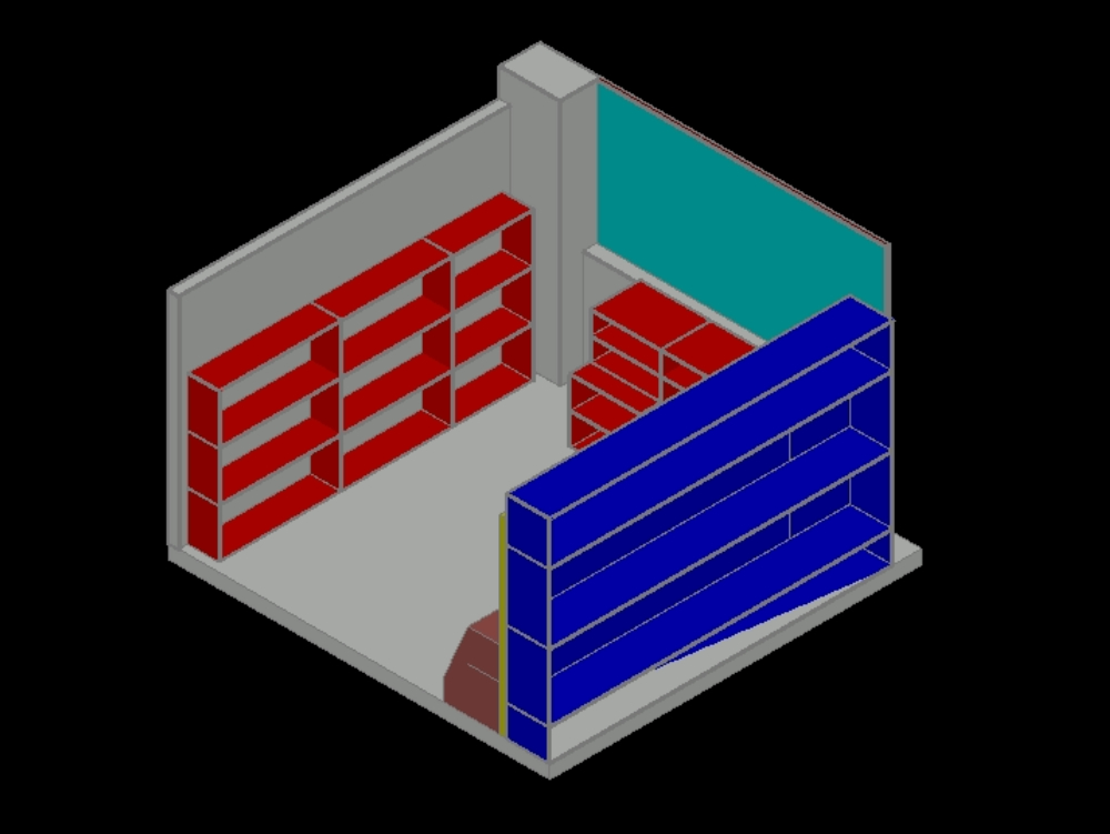 Commercial shelving in 3d.