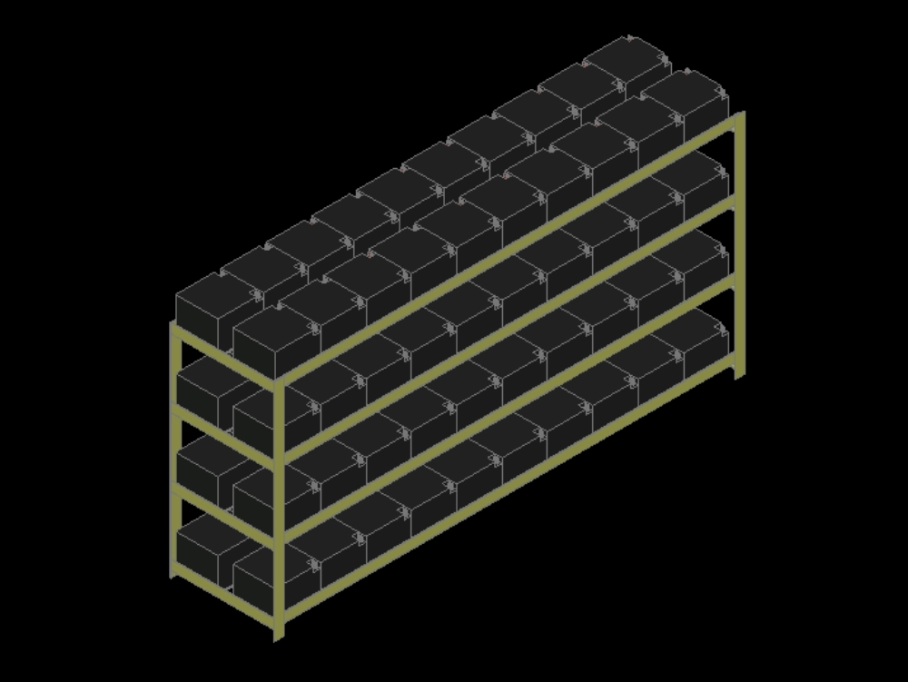 Battery bank in 3d.