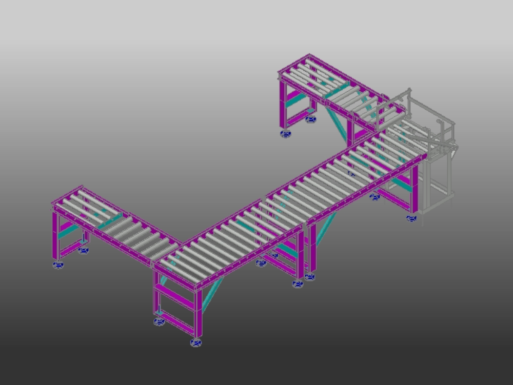 Roller conveyor in 3d.
