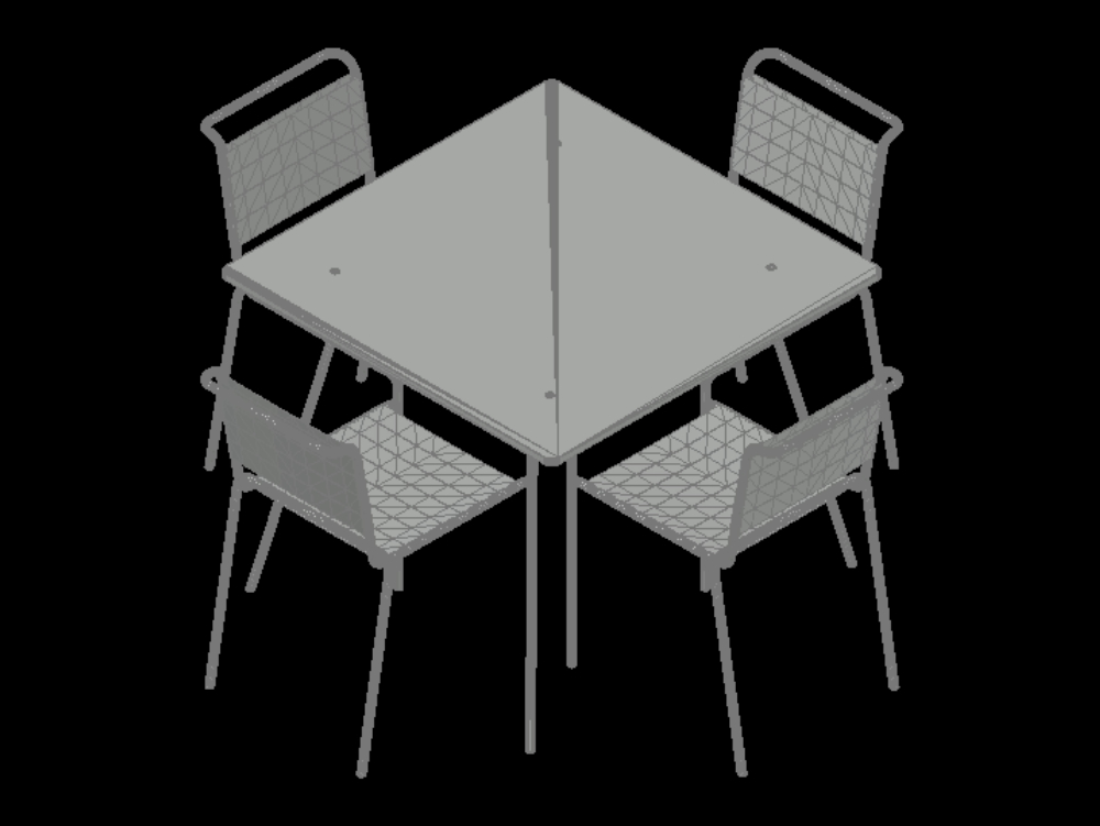 Mesa y sillas en 3D.
