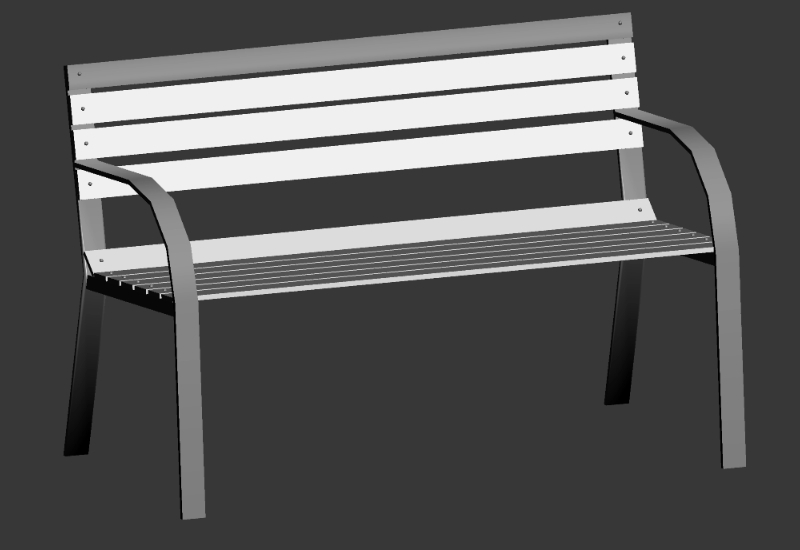 Park Bench in steel and wood 122x62x80 cm.