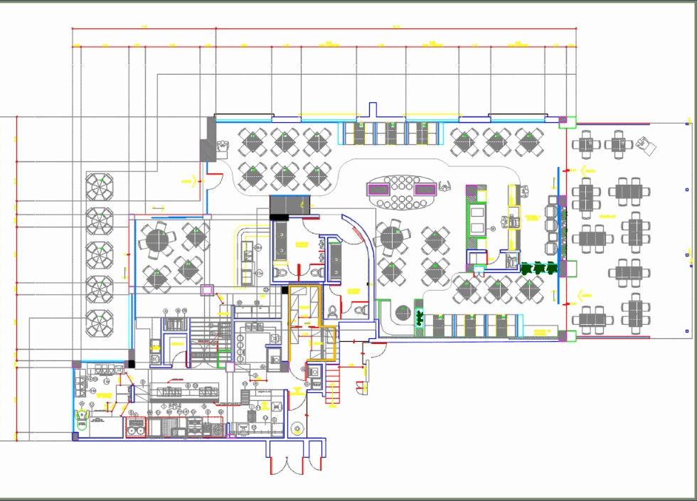 Restaurant In AutoCAD | CAD Download (340.73 KB) | Bibliocad