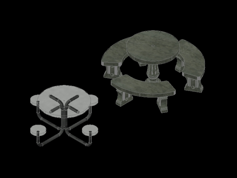 Mesas para exterior en 3D.