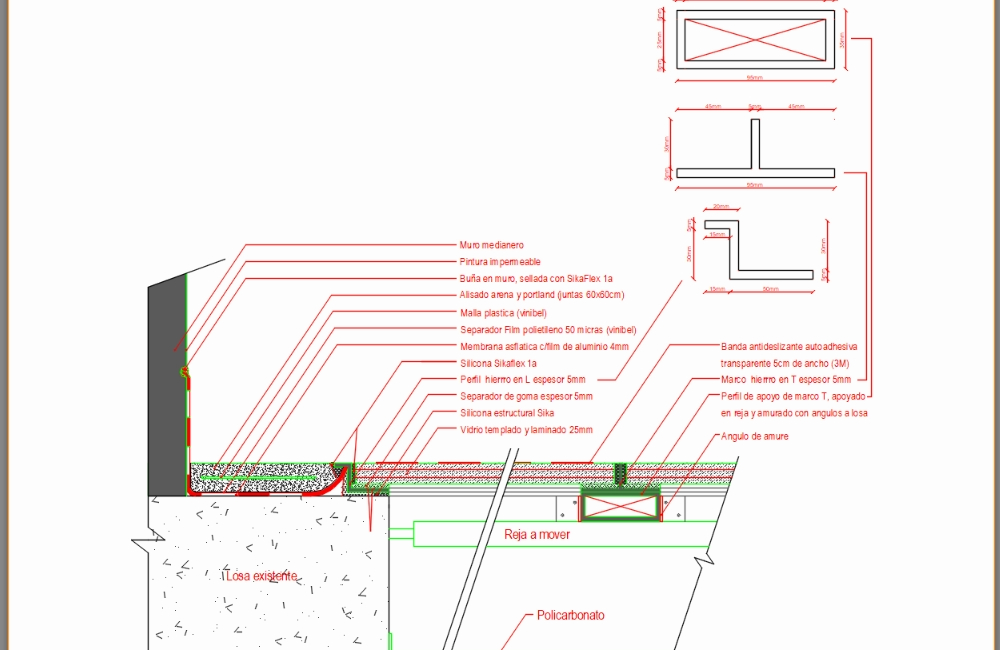 Sskylight in roof detail walkable