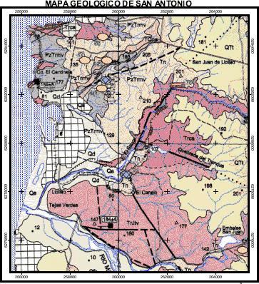 Carte de San Antonio - Géologie