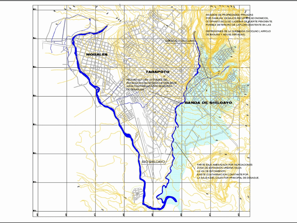 Plano topografico del distrito de la banda de shilcayo - tarapoto peru