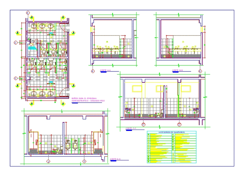Detalle de baños en AutoCAD | Descargar CAD (2.31 MB) | Bibliocad