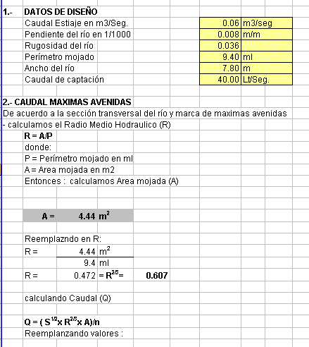 Intake CALCULATION IN EXEL