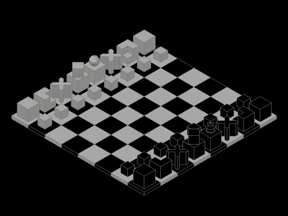 Tabuleiro de xadrez 3d isométrico e peça de xadrez