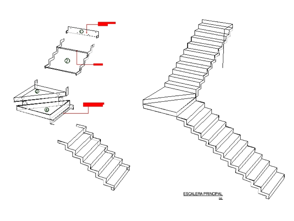 Montagem estrutural de escadas.