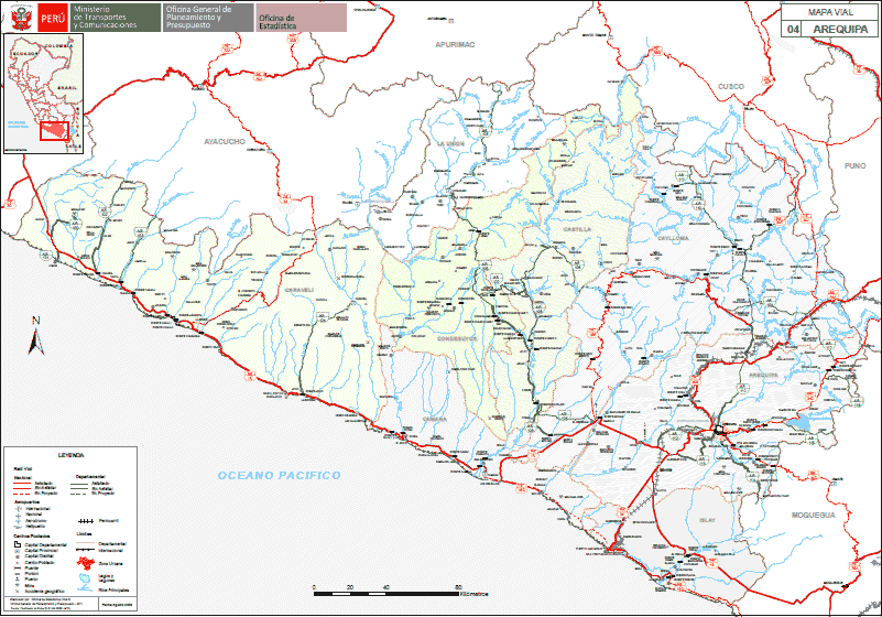 Kartensatz der Region arequipa
