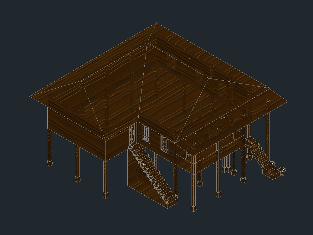 casa de madeira 3d