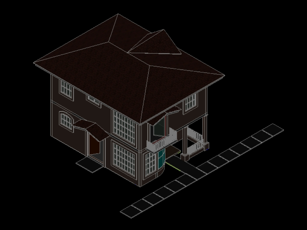 Maison unifamiliale en 3D.