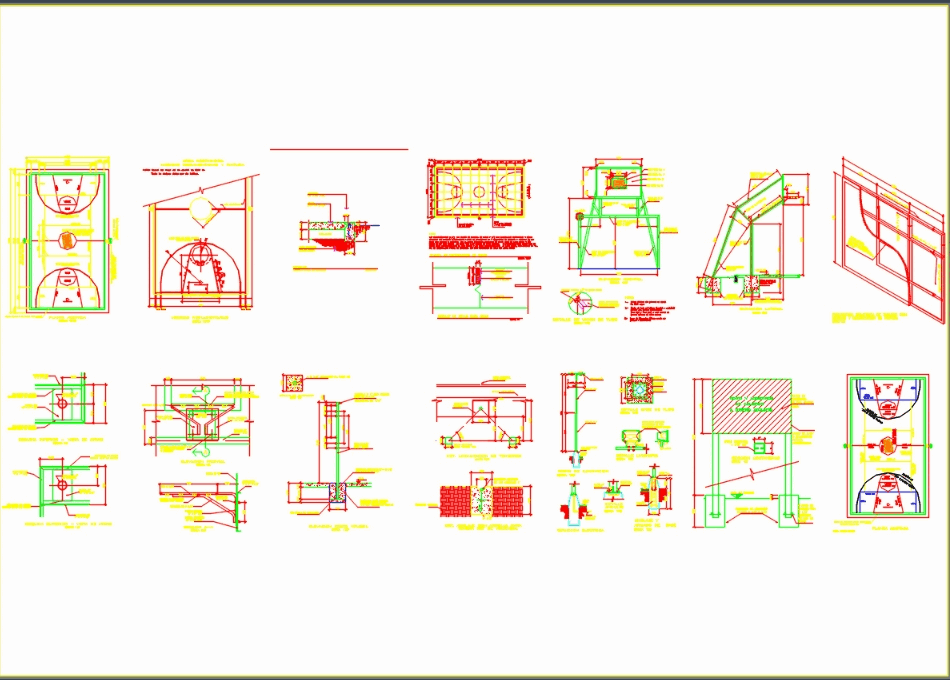 Basketball court in AutoCAD | CAD download (387.38 KB) | Bibliocad