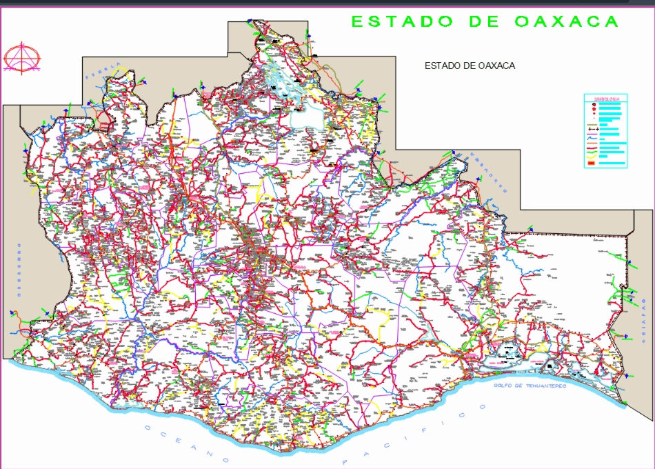 Carte de l'état d'Oaxaca