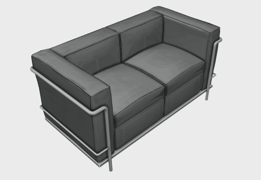 3D  sillón dos cuerpos  de  Le Corbusier