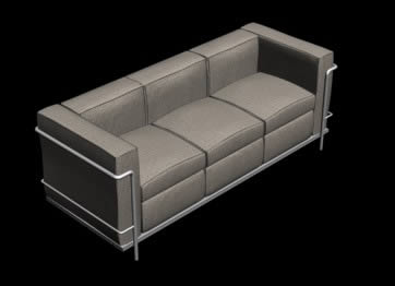 3D   sillón tres cuerpos   -  Le Corbusier
