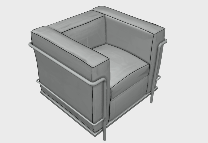 Fauteuil 3D Furniture Models by Le Corbusier