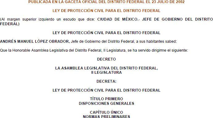 Ley Proteccion Civil.