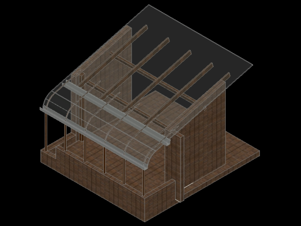 Cabaña tipo domo en 3D.