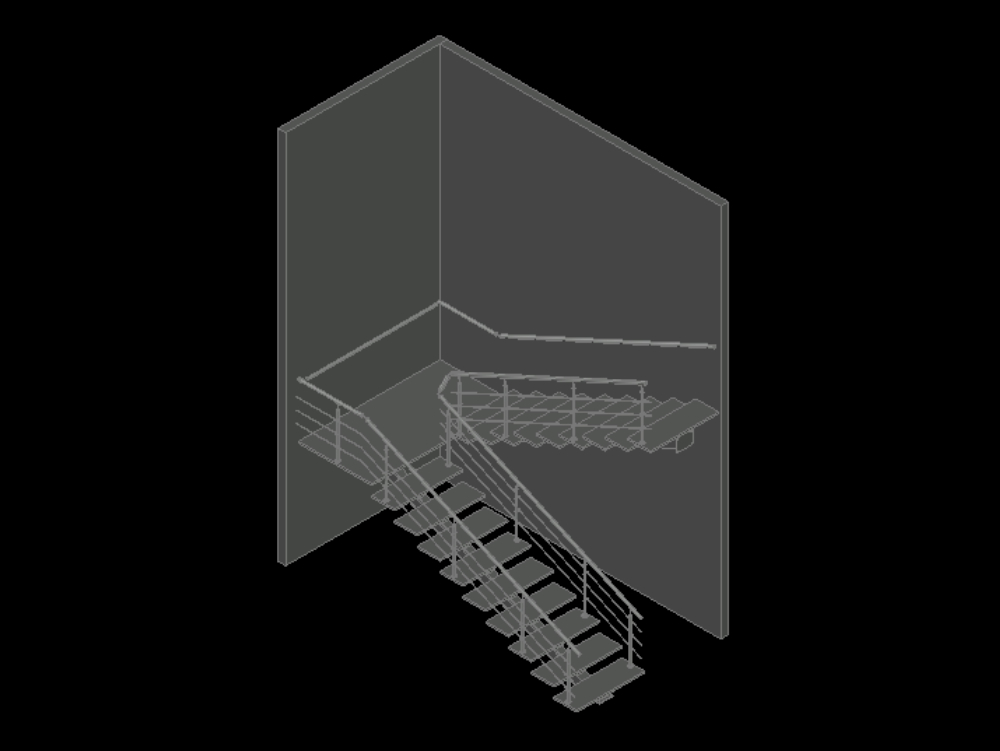 Stahltreppe in 3D.
