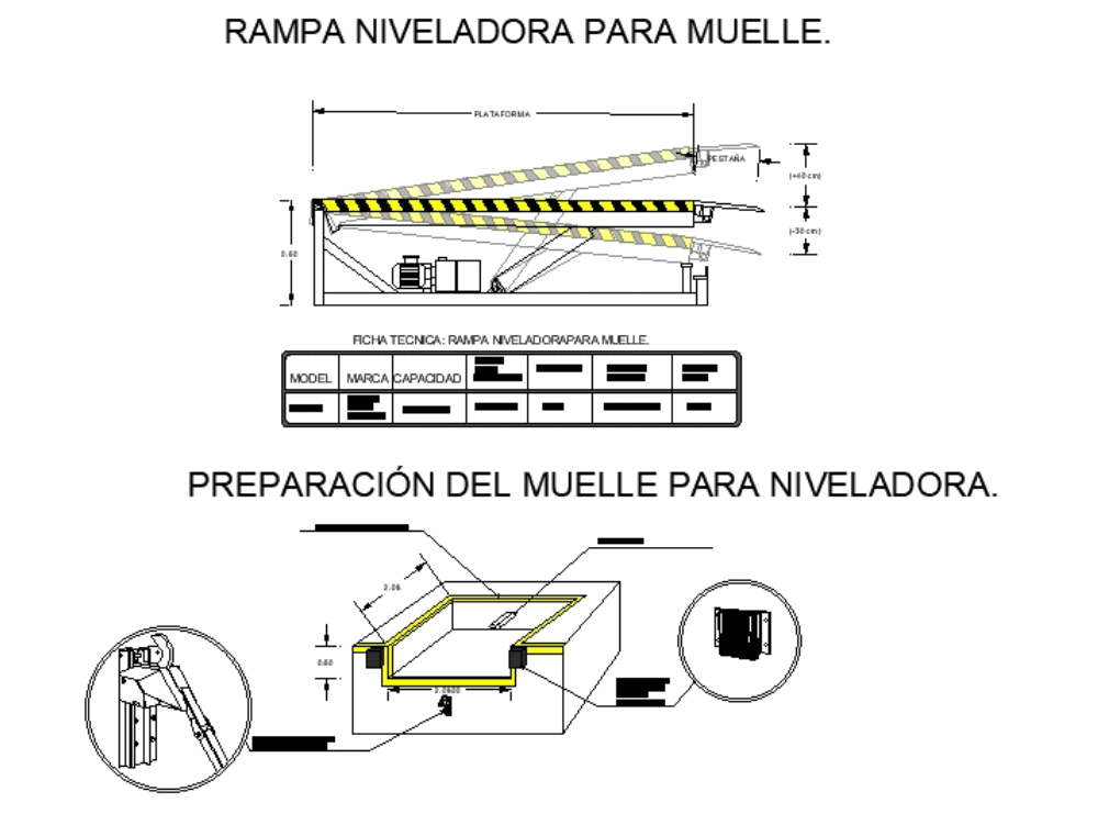 Detail level for hydraulic dock in AutoCAD CAD (101.32 KB) Bibliocad